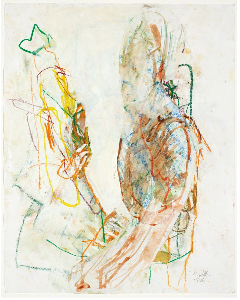 face a face,
 2000,
 Tusche,
 Kreide,
 Collage,
 36,5 x 28 cm